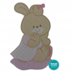 Iron-on Patch - Pink Baby Rabbit with Little Stars